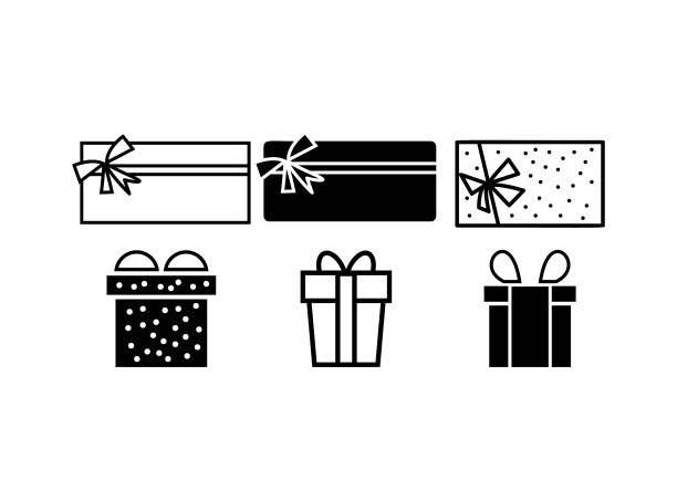 设置礼物图标在黑色风格图片下载