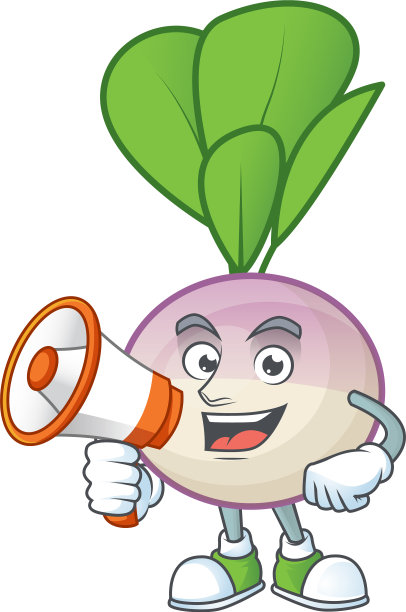微笑的卡通人物萝卜与扩音器图片下载