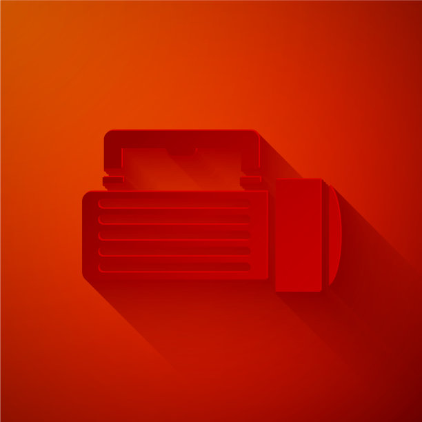 剪纸手电筒图标隔离在红色图片下载