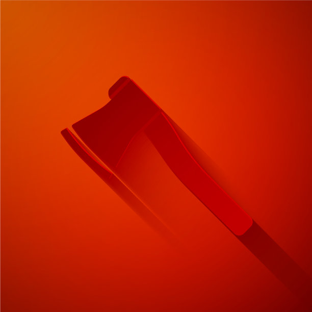 剪纸木斧图标孤立在红色图片下载