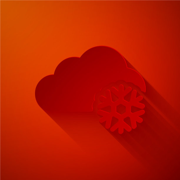 剪纸云与雪的图标孤立在红色图片下载