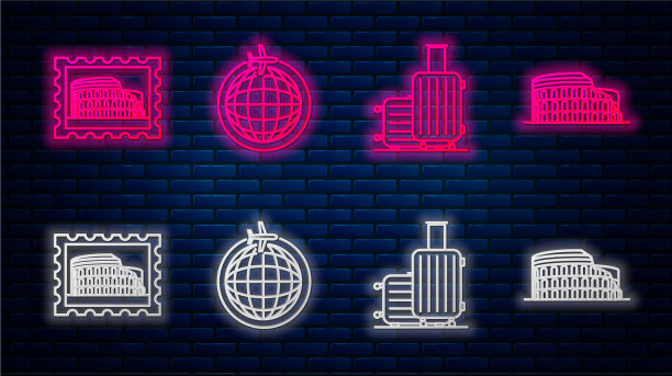 设置线地球仪与飞行飞机手提箱图片下载