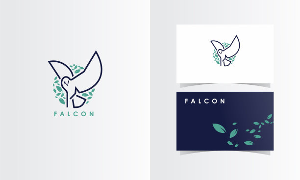 猎鹰花园叶标志标志与名片图片下载