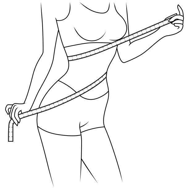 身材苗条的女孩用卷尺把身体围起来图片下载