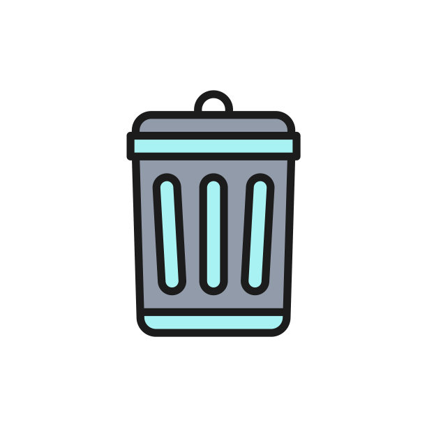 垃圾桶平面颜色线图标隔离上图片下载