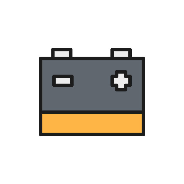 蓄电池汽车电池平面彩色线图标图片下载