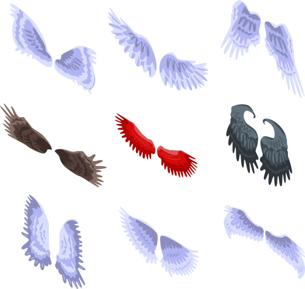 翅膀图标设置等距样式图片下载