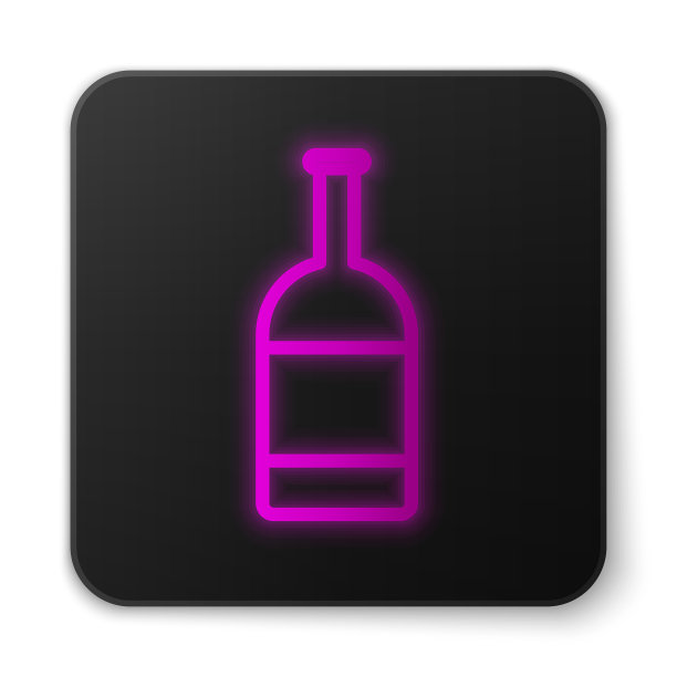 发光的霓虹灯线啤酒瓶图标孤立图片下载