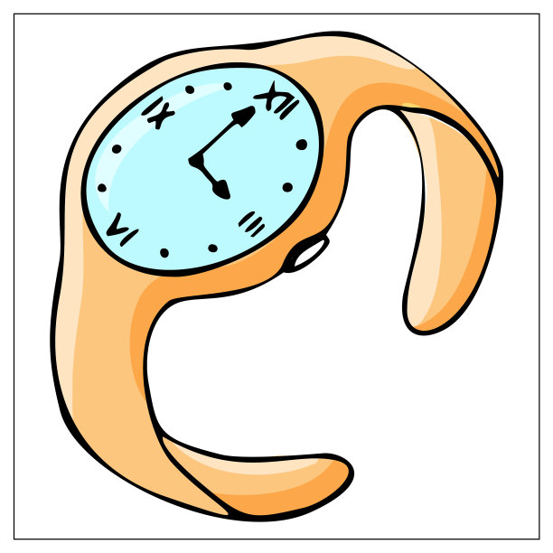 黄金女性腕表平面图标孤立在白色图片下载