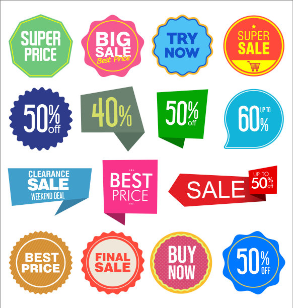 收集彩色的销售贴纸和标签0015图片下载