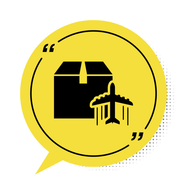 黑色飞机和纸板箱图标隔离在一起图片下载