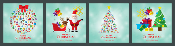 圣诞老人圣诞树和圣诞元素图片下载