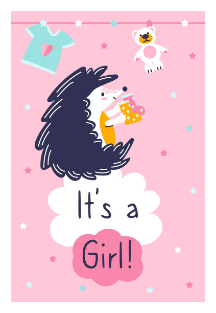 可爱有趣的刺猬与幼稚的袜子设计图片下载