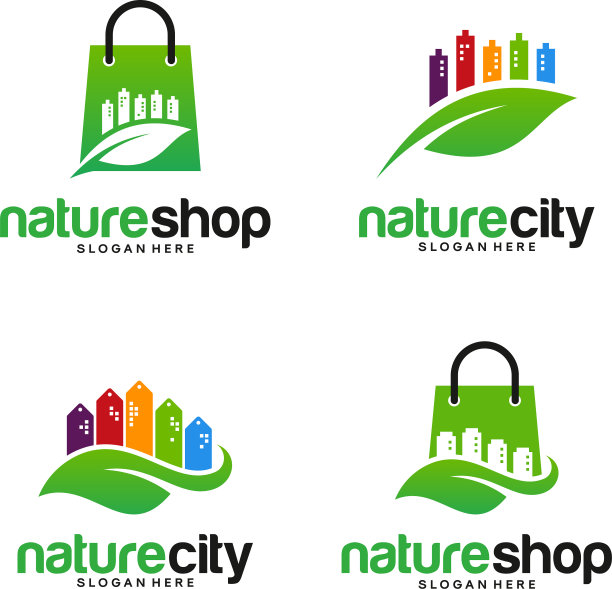 设置自然商店中心标志模板设计图片下载