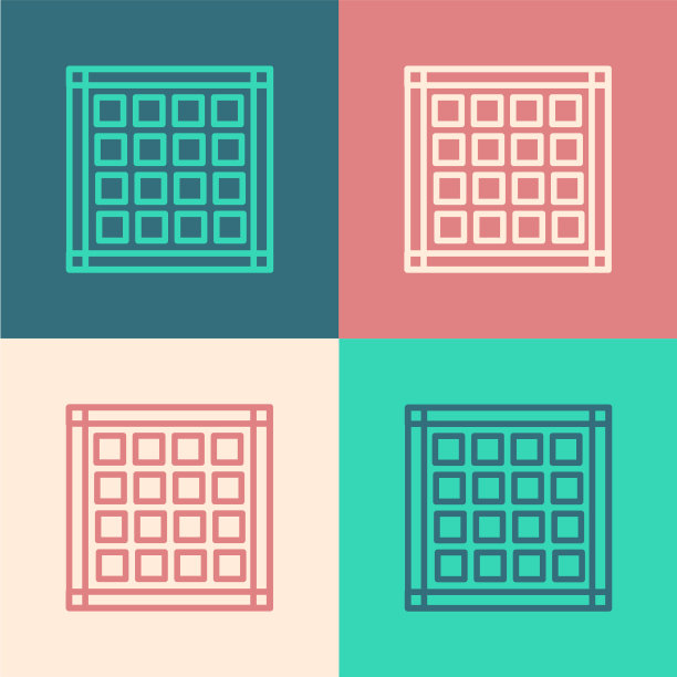 颜色线方格餐巾图标孤立的颜色图片下载