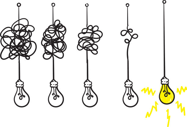 灯泡图标与手绘涂鸦线条风格图片下载