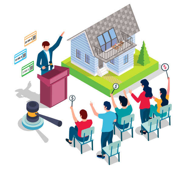 房屋拍卖和网上投标的概念图片下载