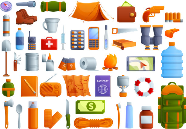 生存图标设置卡通风格图片下载