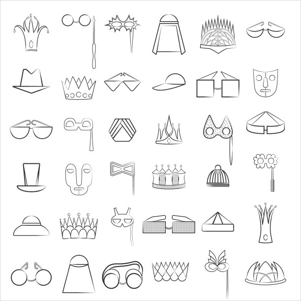 设置与不同的配件内衬图标图片下载