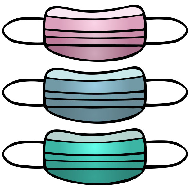 面罩医疗。矢量插图集。个人防护用品，预防新型冠状病毒感染。产品在孤立的白色背景上。医学的话题。卡通风格。图片下载