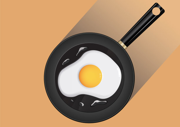 背景矢量中有煎蛋的平底锅图片下载