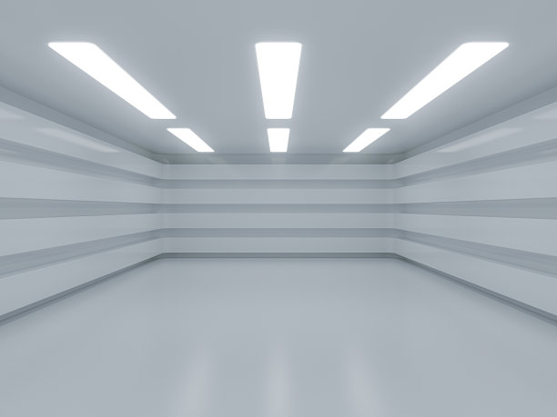 明亮干净的室内。空旷的开放式室内空间。3 d图片下载
