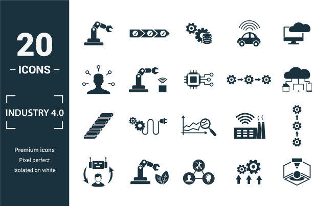 工业40图标集包括创意元素图片下载