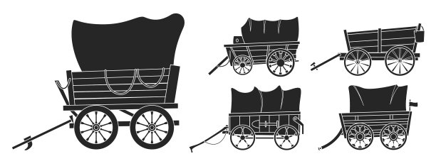 狂野西部马车黑色设置图标图片下载