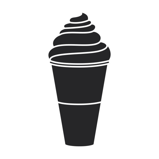 蛋筒冰淇淋图标，黑色图标图片下载