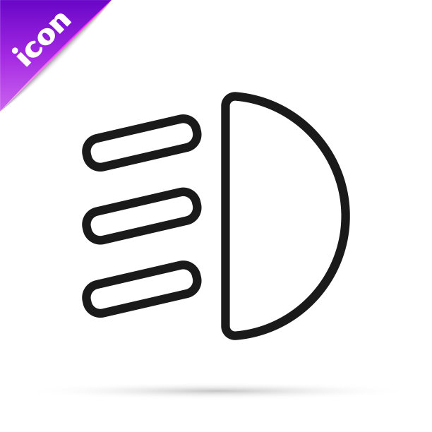 黑线远光灯图标隔离在白色上图片下载