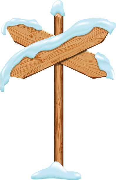 卡通木牌与冰雪冬天图片下载