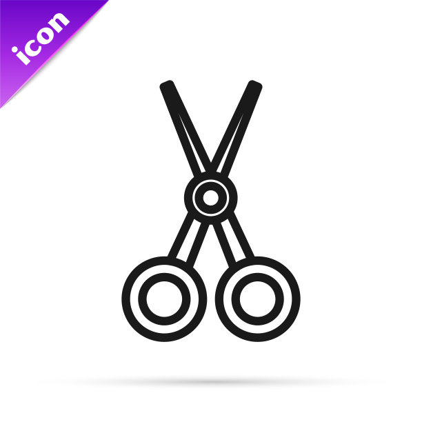 黑线剪刀发型师图标孤立上图片下载