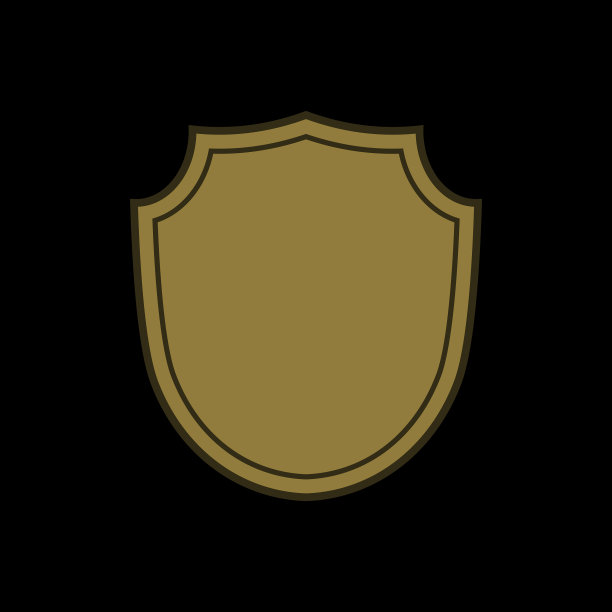 盾形黄金图标简单，平面标志上的黑色图片下载