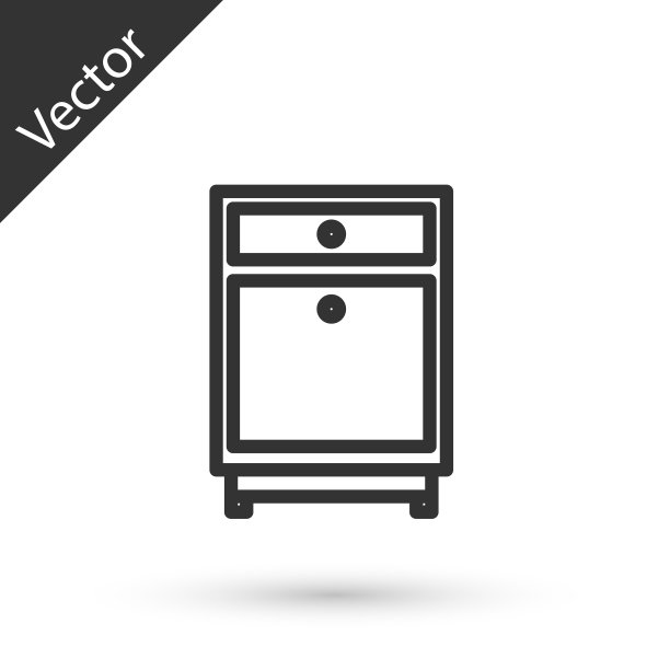 灰色线条家具床头柜图标孤立上图片下载