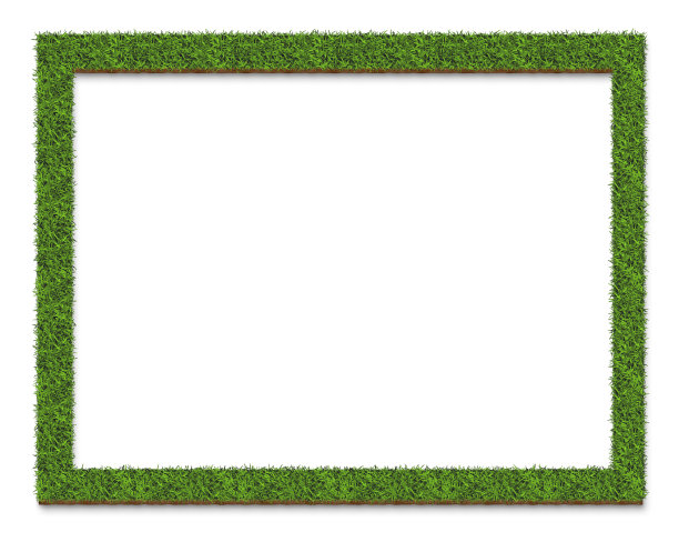 绿草框板表面，孤立在白色背景上图片下载
