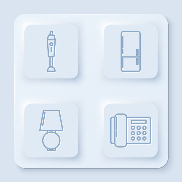 设置线搅拌机，冰箱，台灯和图片下载