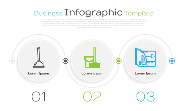设线马桶柱塞、拖把和水桶图片下载