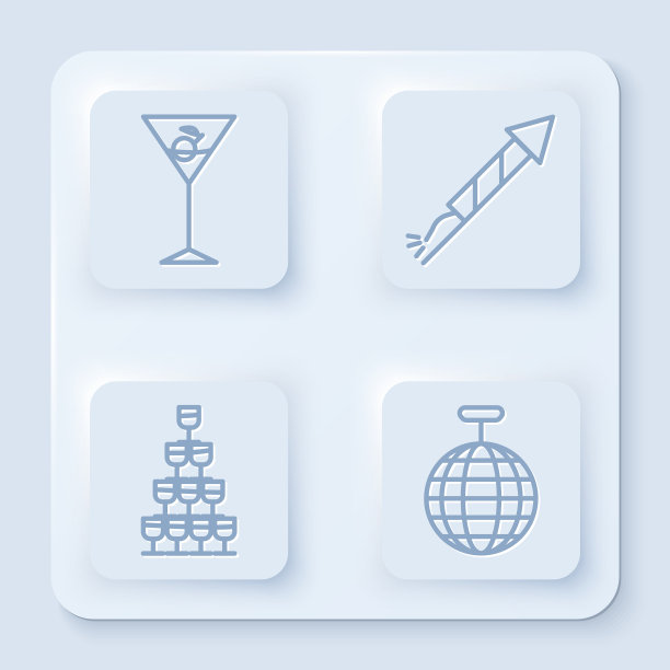 设行马提尼酒杯烟花火箭酒图片下载