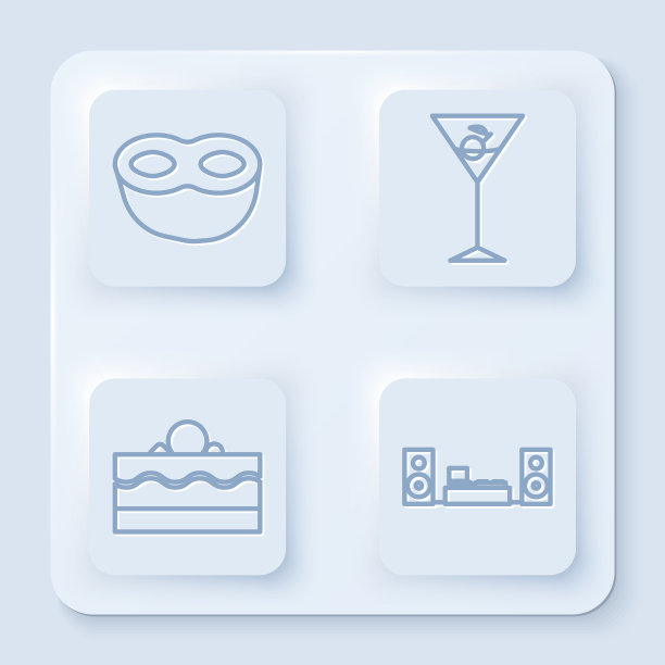 定线节日面具马提尼玻璃蛋糕和图片下载