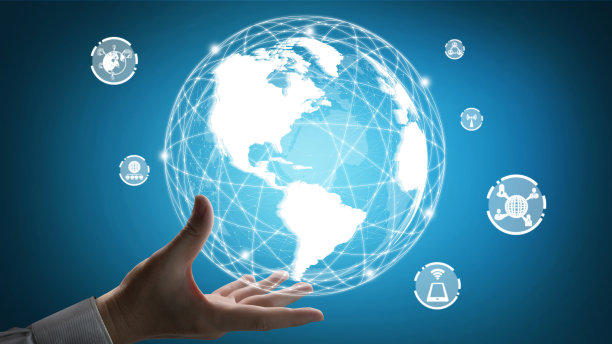 在智慧城市中，现代创意电信与互联网网络相结合图片下载