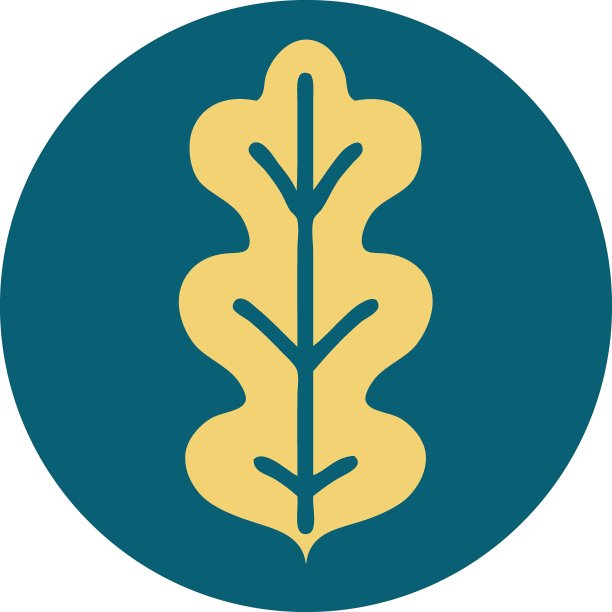 纹身风格的叶子图标图片下载