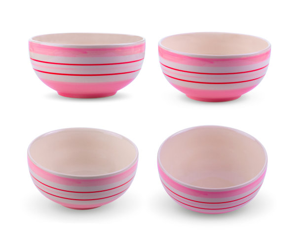 一套陶瓷碗孤立在白色背景图片下载