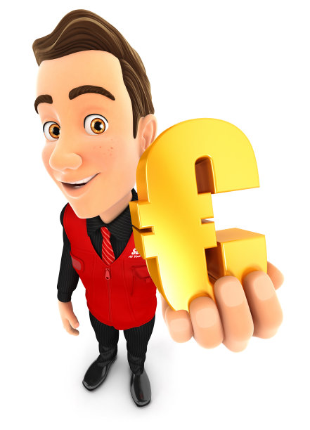 3d卖家持有黄金欧元标志图片下载