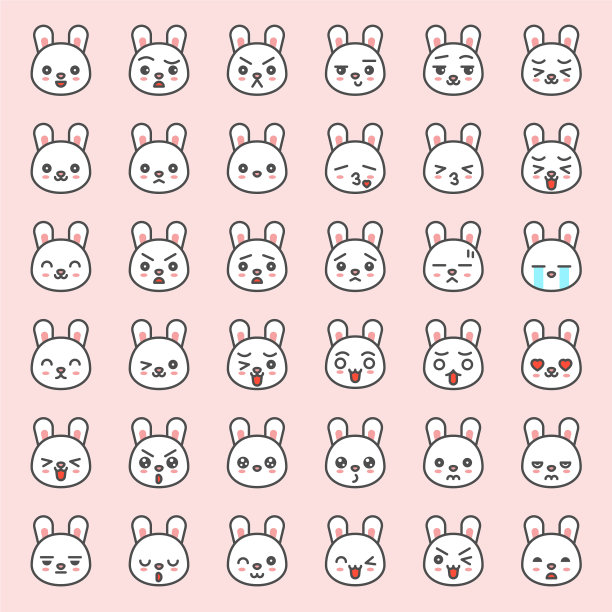 可爱的兔子表情丰富多彩图片下载