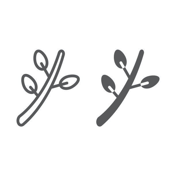 柳条线和字形图标春天和植物学图片下载