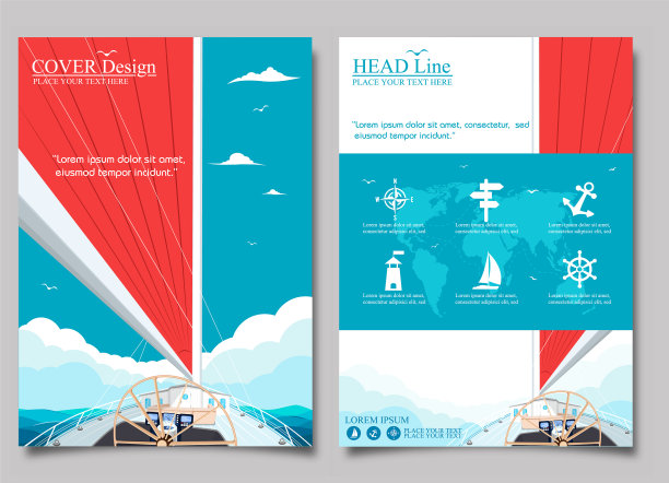 挂着红帆海报的帆船图片下载