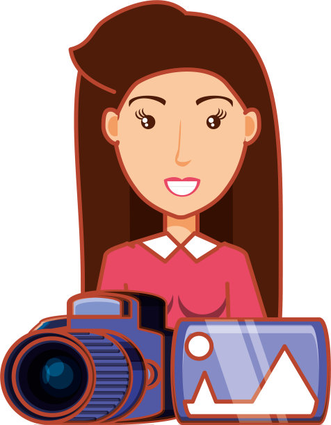 拿着照相机和照片的女人图片下载