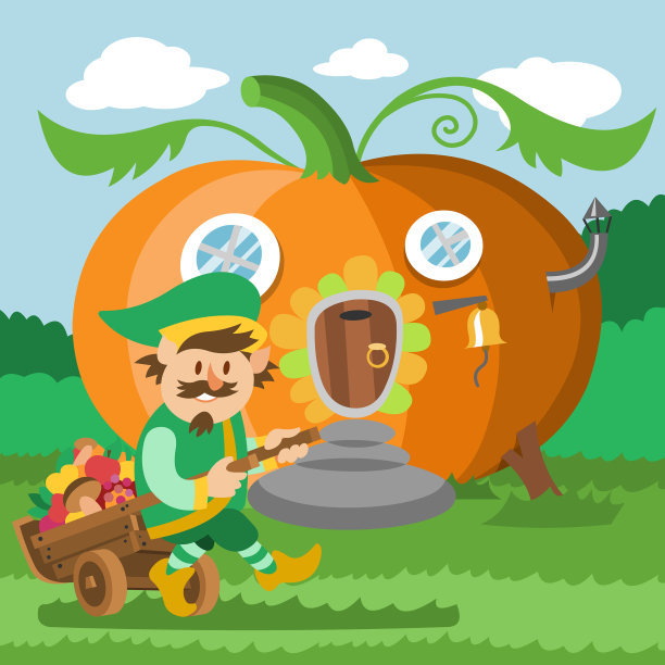 幻想地精家卡通仙女树屋图片下载