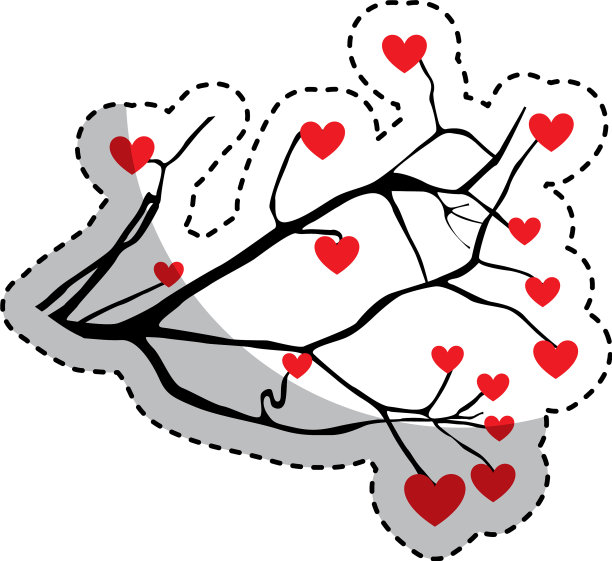 树植物的树枝与心的图标图片下载