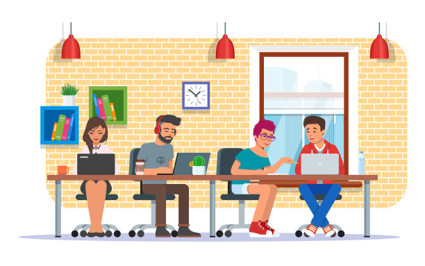 共同工作中心扁平式图片下载